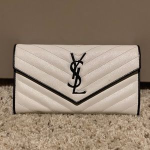 YSL chevron wallet in white & black